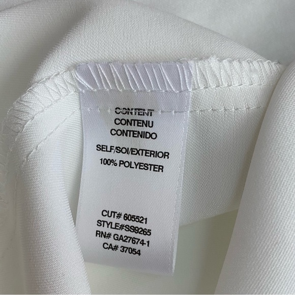 Eva Franco White Annik Satin Blouse Pleated Neckline High Neck Size Medium - Picture 12 of 13